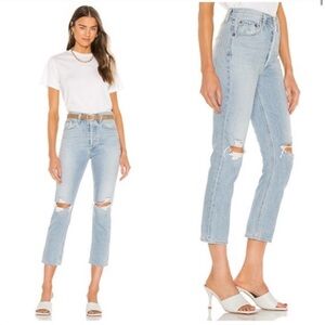 Agolde Riley High Rise Straight Crop Jean - Clear Skies - 28 NWOT